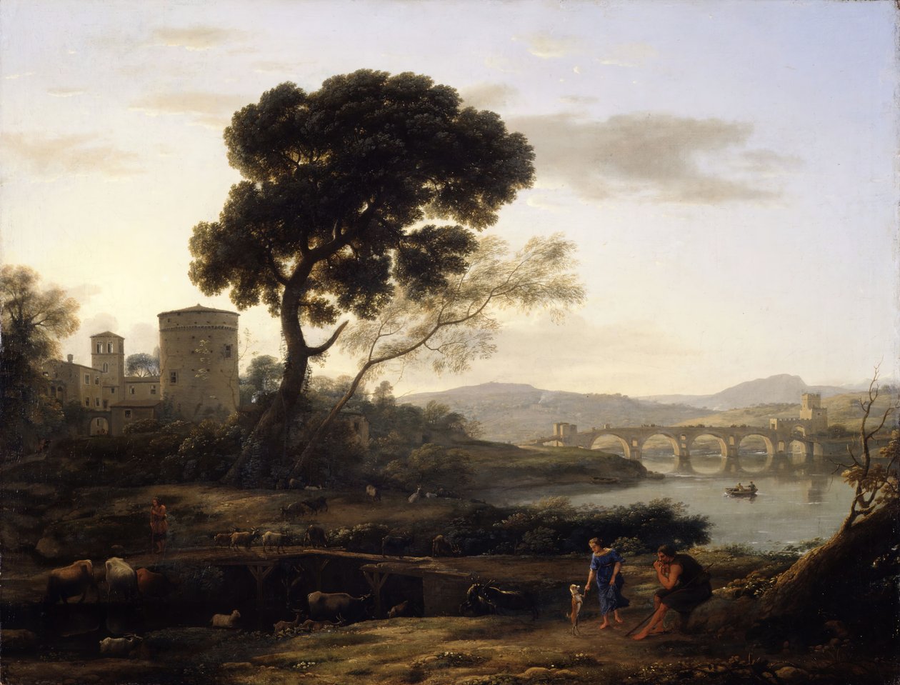 Roma yakınlarında Ponte Molle Manzaralı Manzara, 1645. by Claude Lorrain
