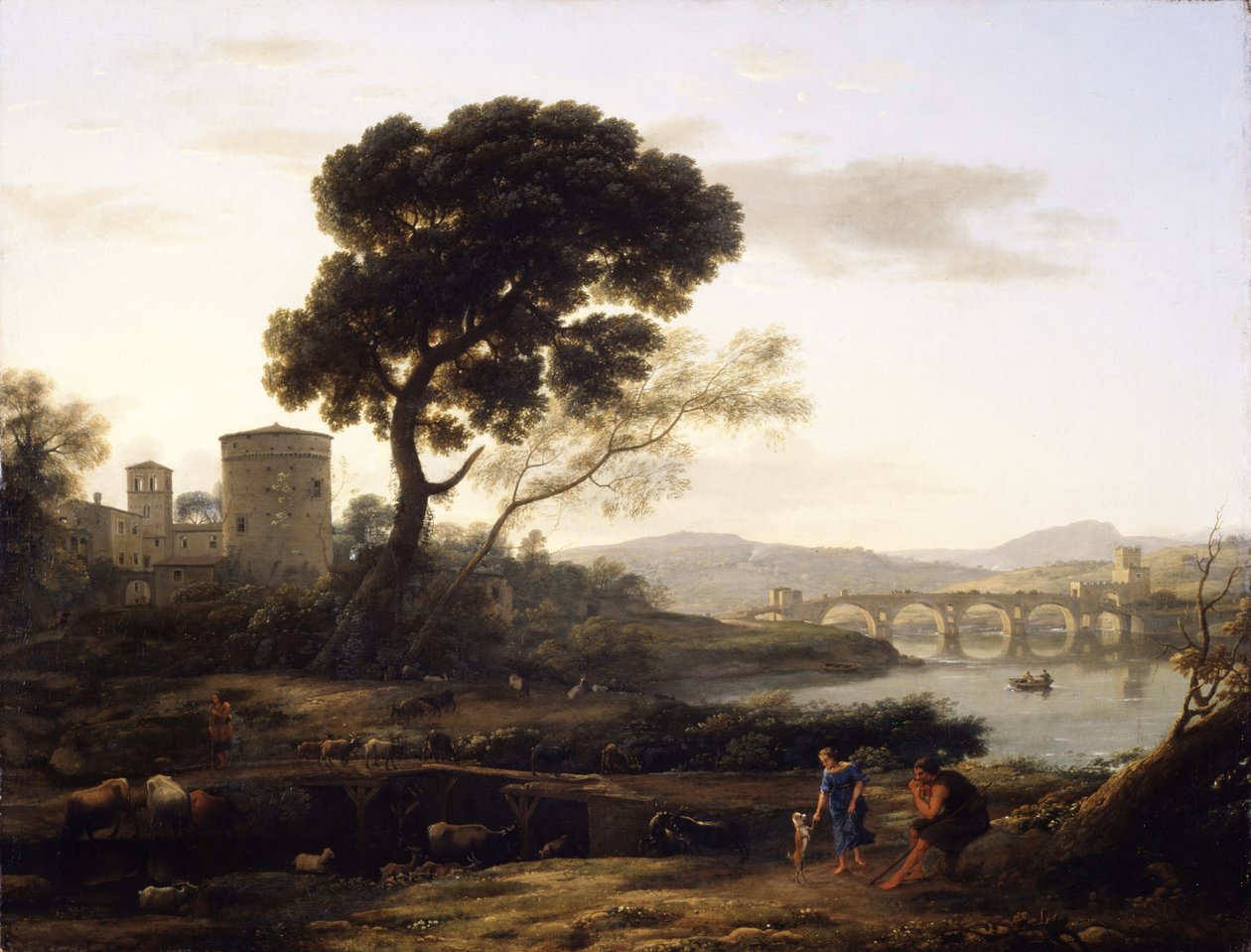 Roma yakınlarındaki Ponte Molle manzaralı manzara, 1645 by Claude Lorrain