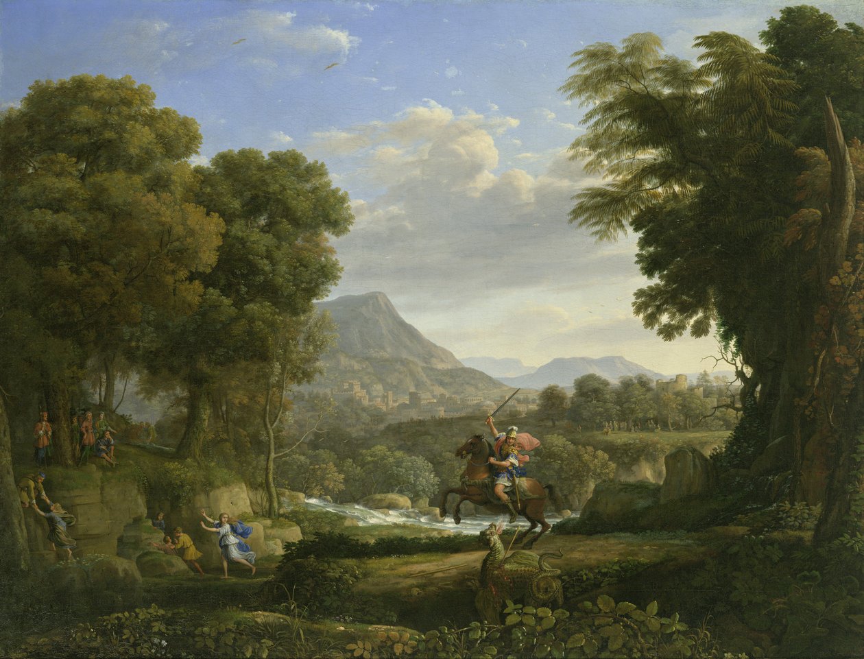 Aziz George ve Ejderha ile Manzara by Claude Lorrain