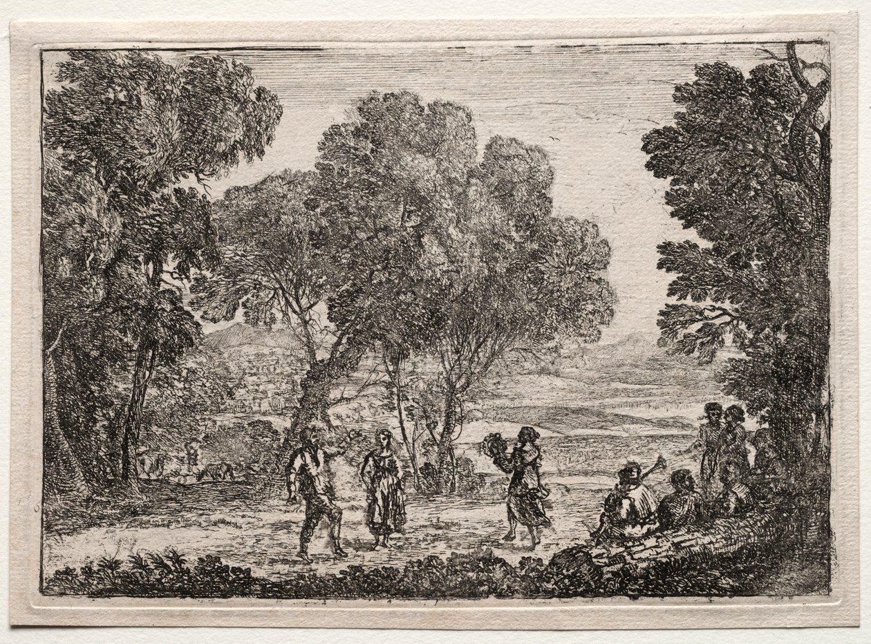 Country Danslı Manzara (Küçük Tabak) by Claude Lorrain