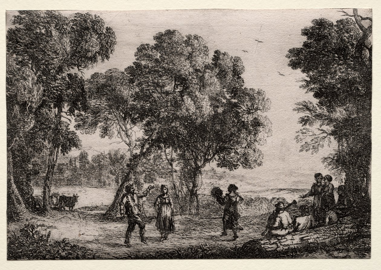 Country Danslı Manzara (Küçük Tabak) by Claude Lorrain