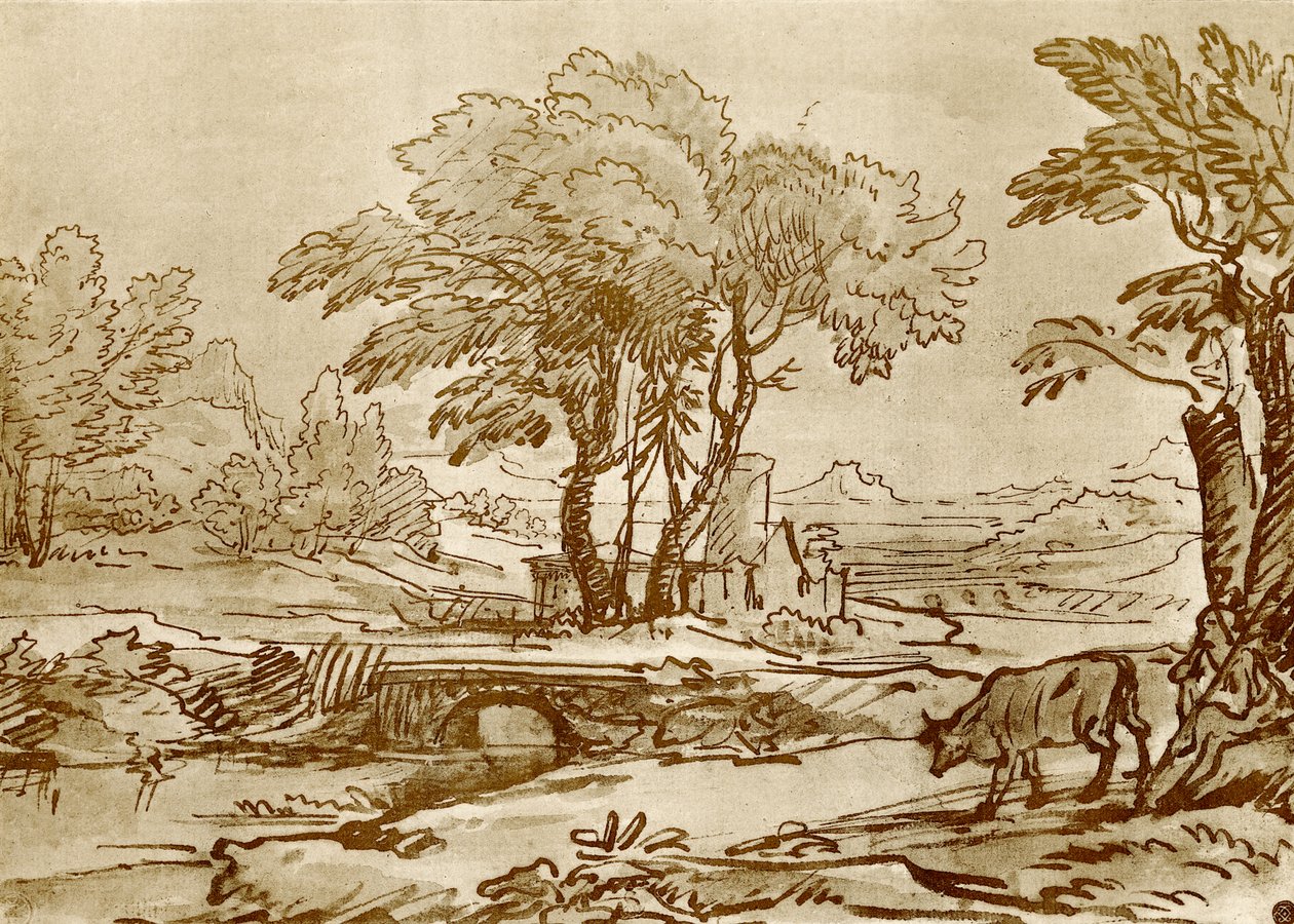 Köprü ile manzara by Claude Lorrain