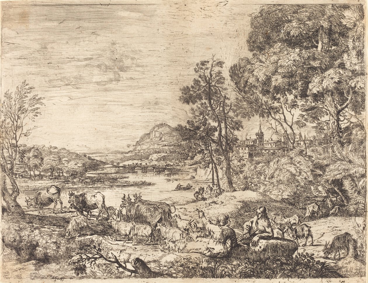 Bir Manzarada Sohbet Eden Çoban ve Çoban (Berger et bergère conversant) by Claude Lorrain