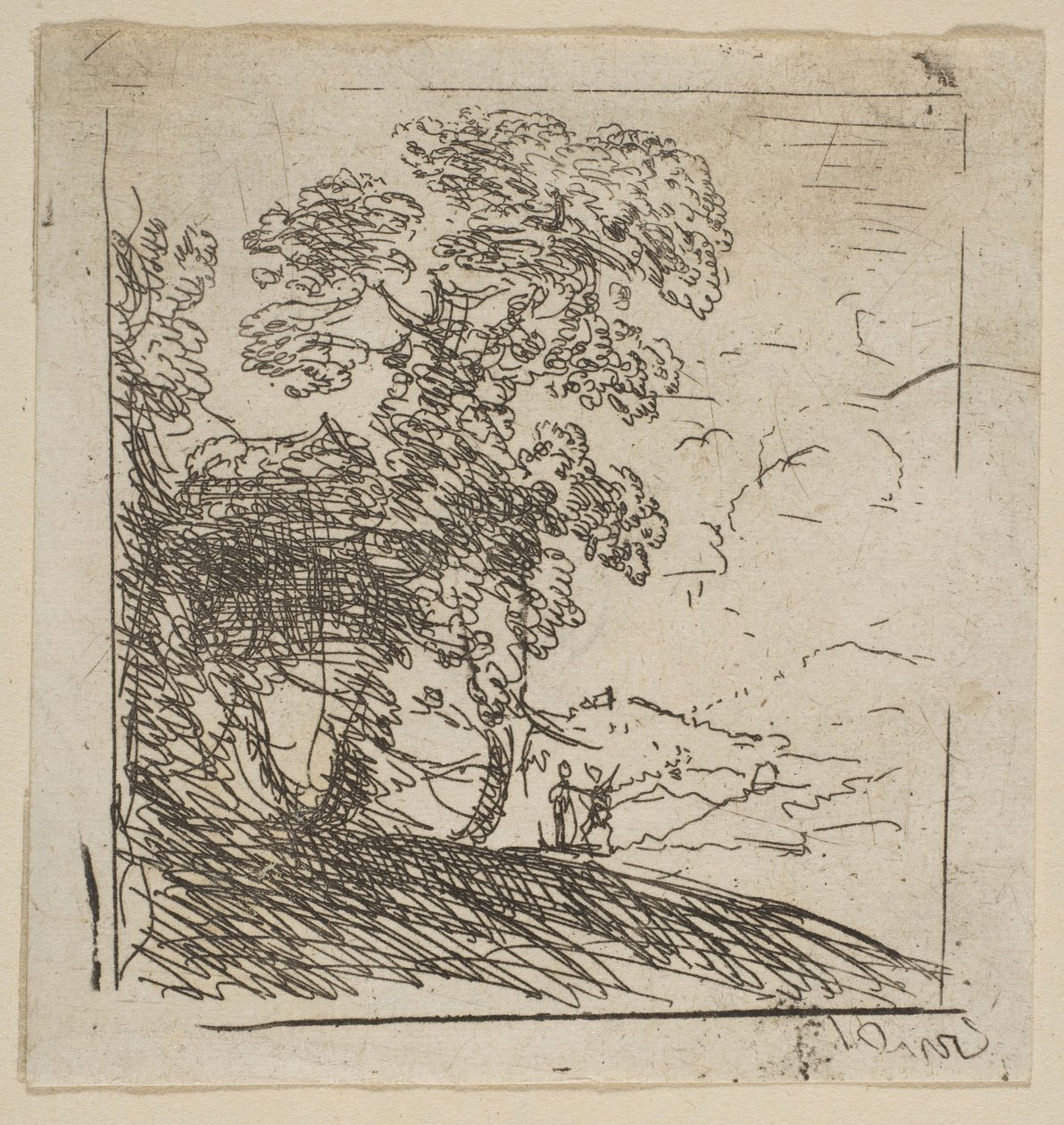 İki Manzara Sağ Ağaç, ca. 1630. by Claude Lorrain
