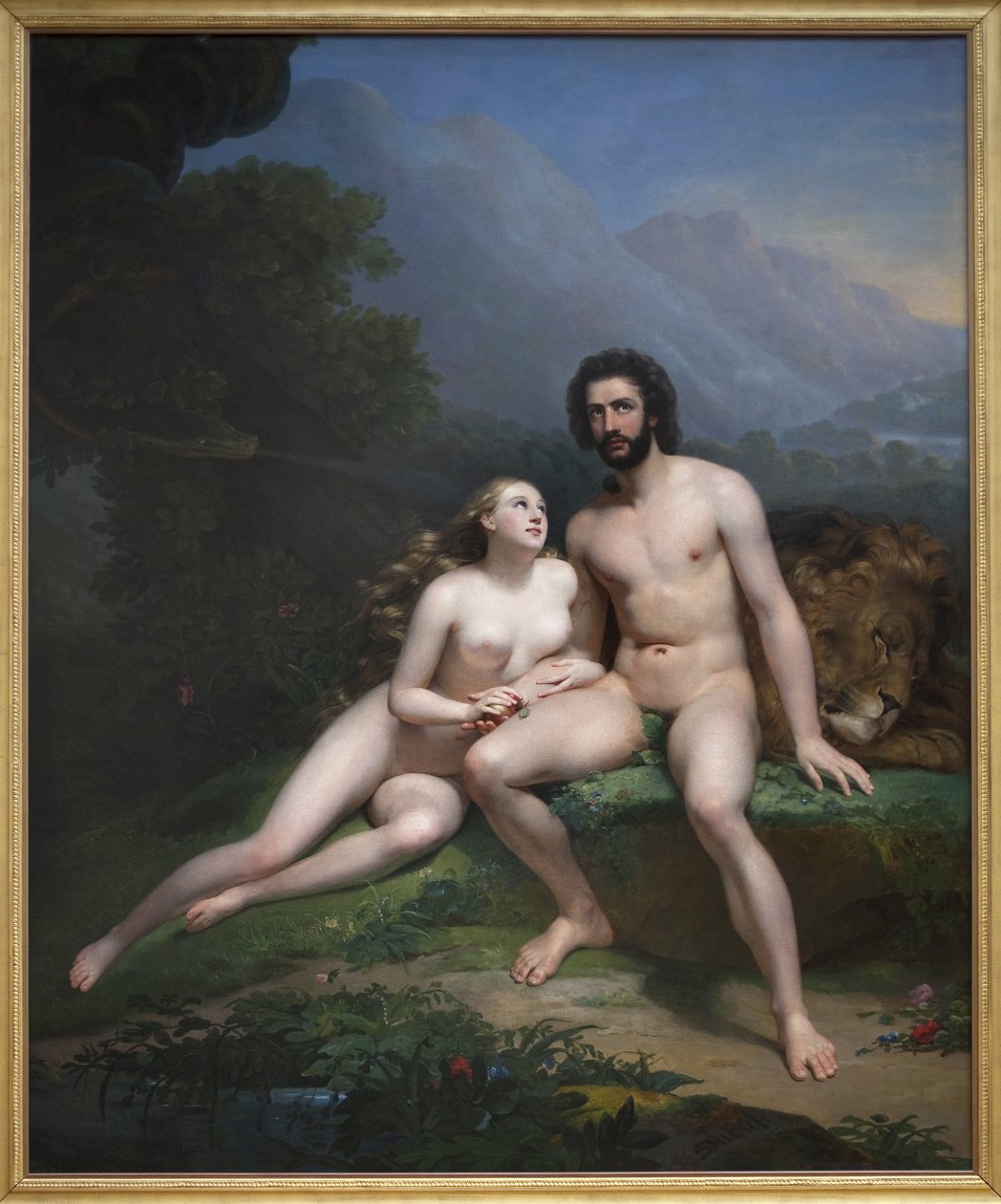 Adem ve Havva. Claude Marie Dubufe (1790-1864), Tuval Üzerine Yağlıboya Tablo by Claude Marie Dubufe