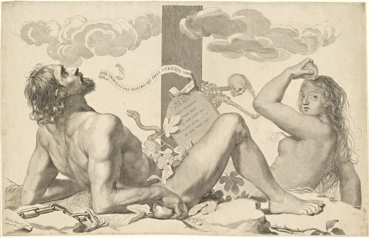 Adem ve Havva Çarmıhın Dibinde by Claude Mellan