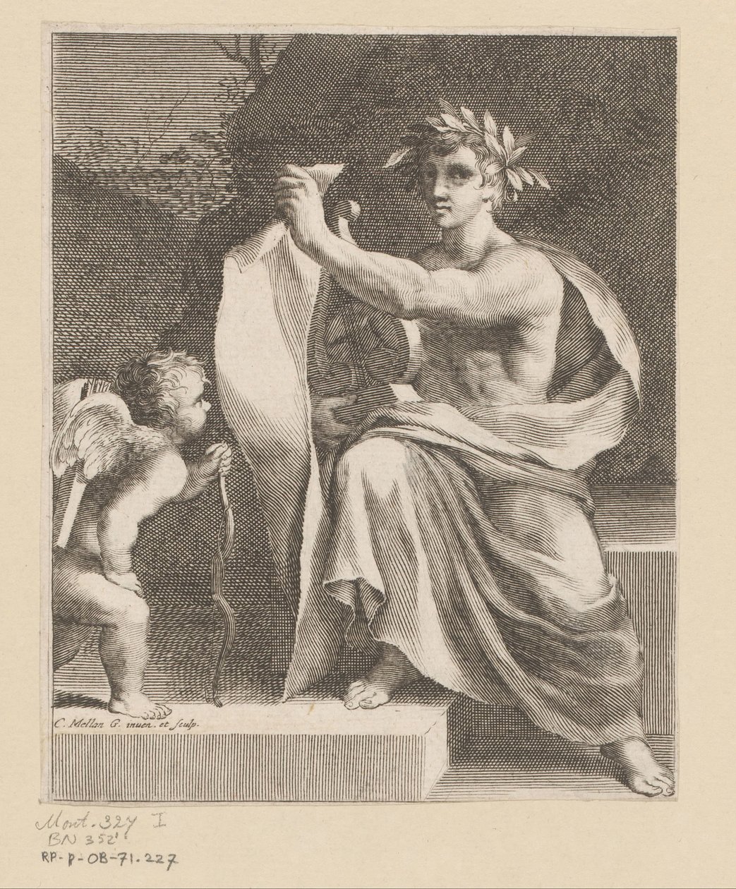 Apollo een amor koyar Başlık sayfası: François Tristan the Hermit Sieur du Soliers, The Loves of Tristan, 1638 by Claude Mellan
