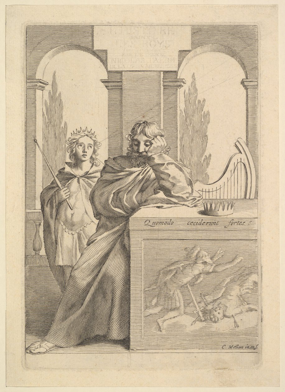 David: Talon için Başlık Sayfası, LHistoire Sainte, III, 1645. by Claude Mellan