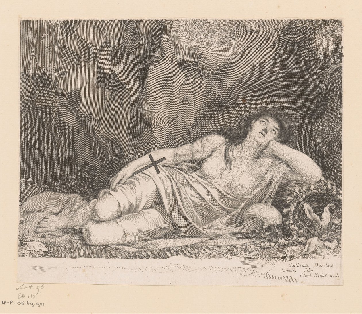 Bir mağarada bulunan Saint Mary Magdalene by Claude Mellan