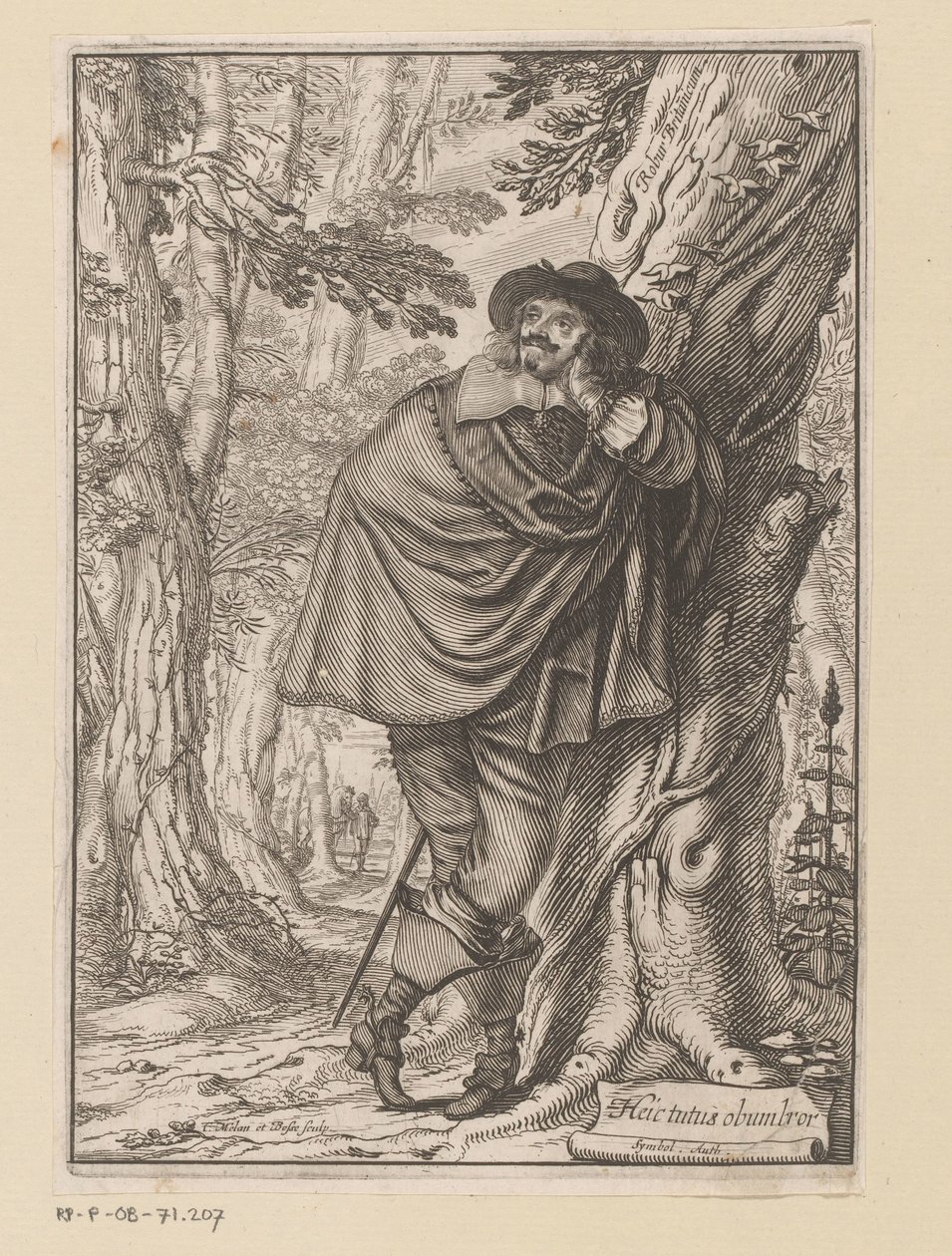 James Howell bir ağaca yaslanmış Başlık sayfası: James Howell, Dendrologie (...), 1641 by Claude Mellan