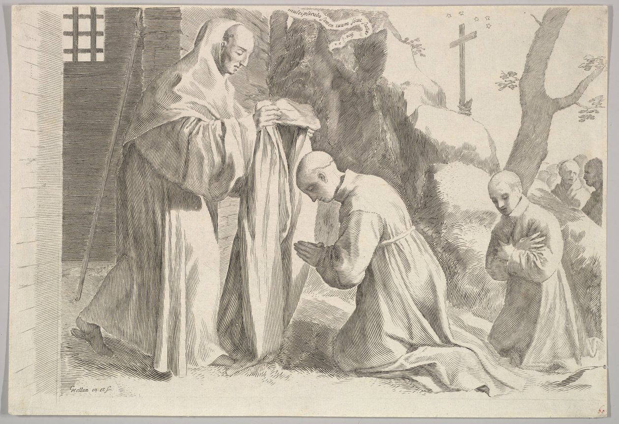 St. Bernard Bir Keşiş Alışkanlığı Alır. by Claude Mellan