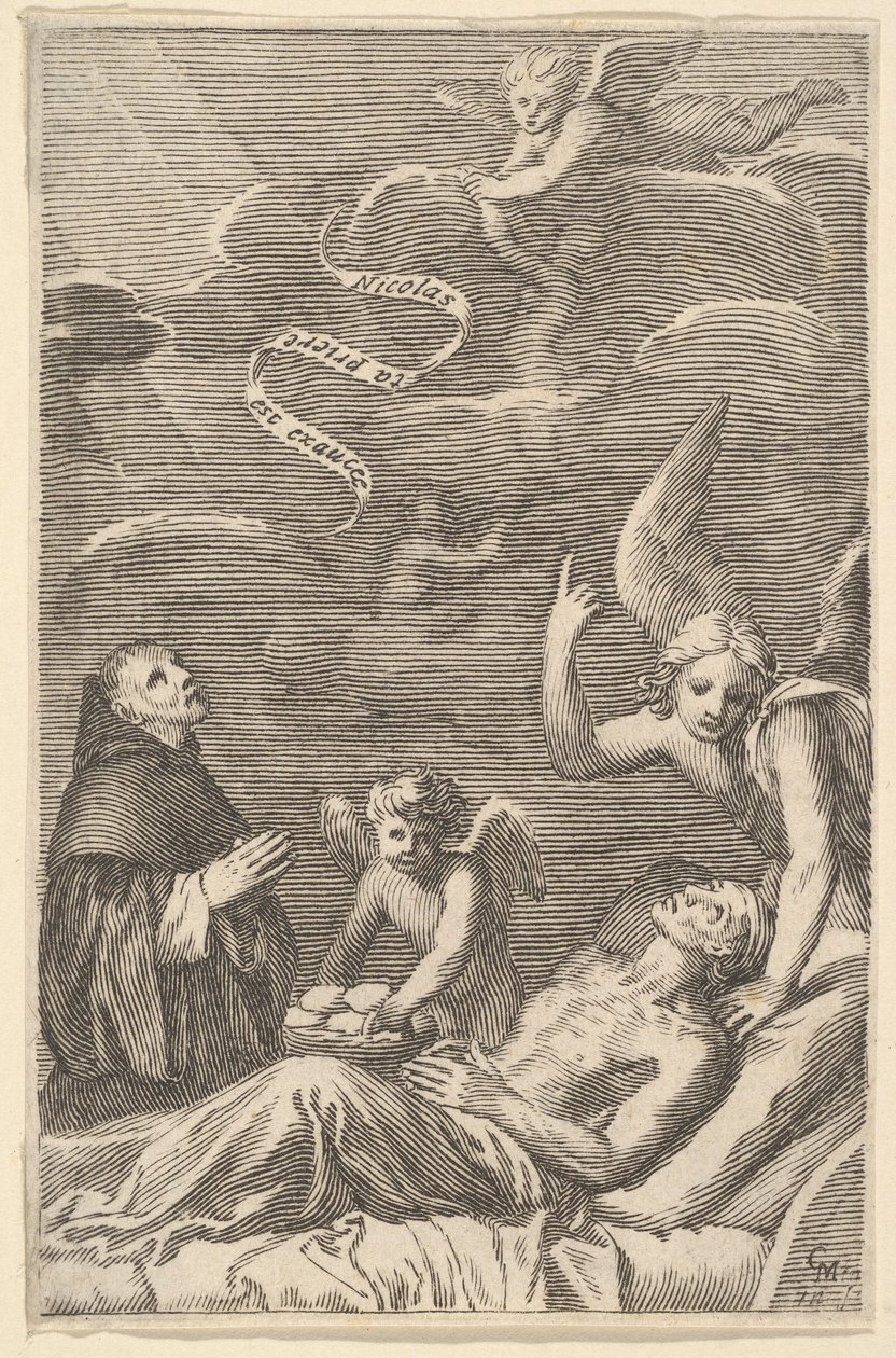 Aziz Nicolas Ölen Bir Adam İçin Dua Ediyor. by Claude Mellan