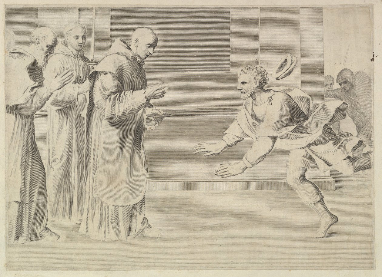Aziz William, Aquitaine Dükü, St. Bernard tarafından dönüştürüldü. by Claude Mellan