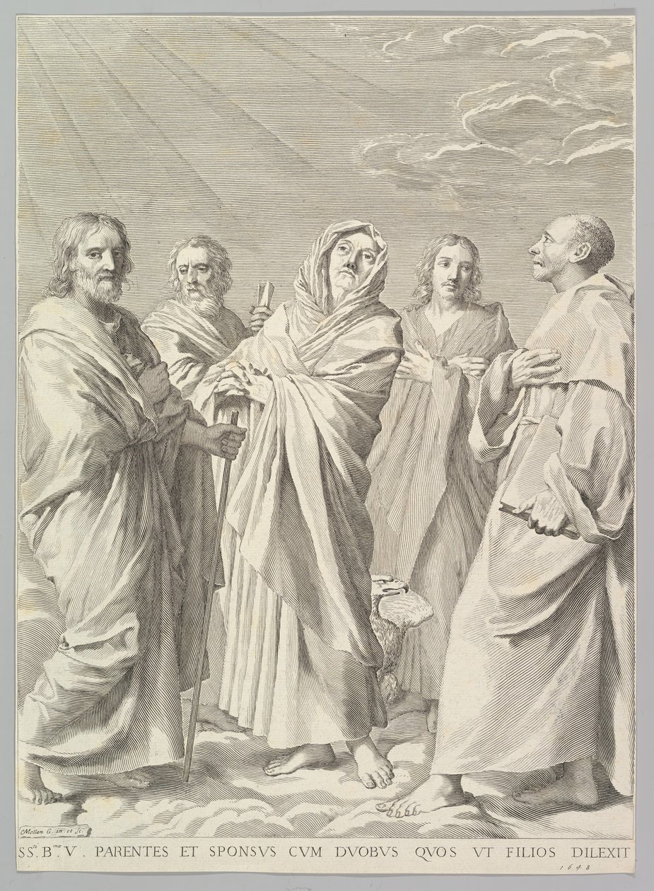 St. Anne, Joseph, Joachim, Bernard ve John, Bakire Evangelist Akrabalığı, 1648. by Claude Mellan