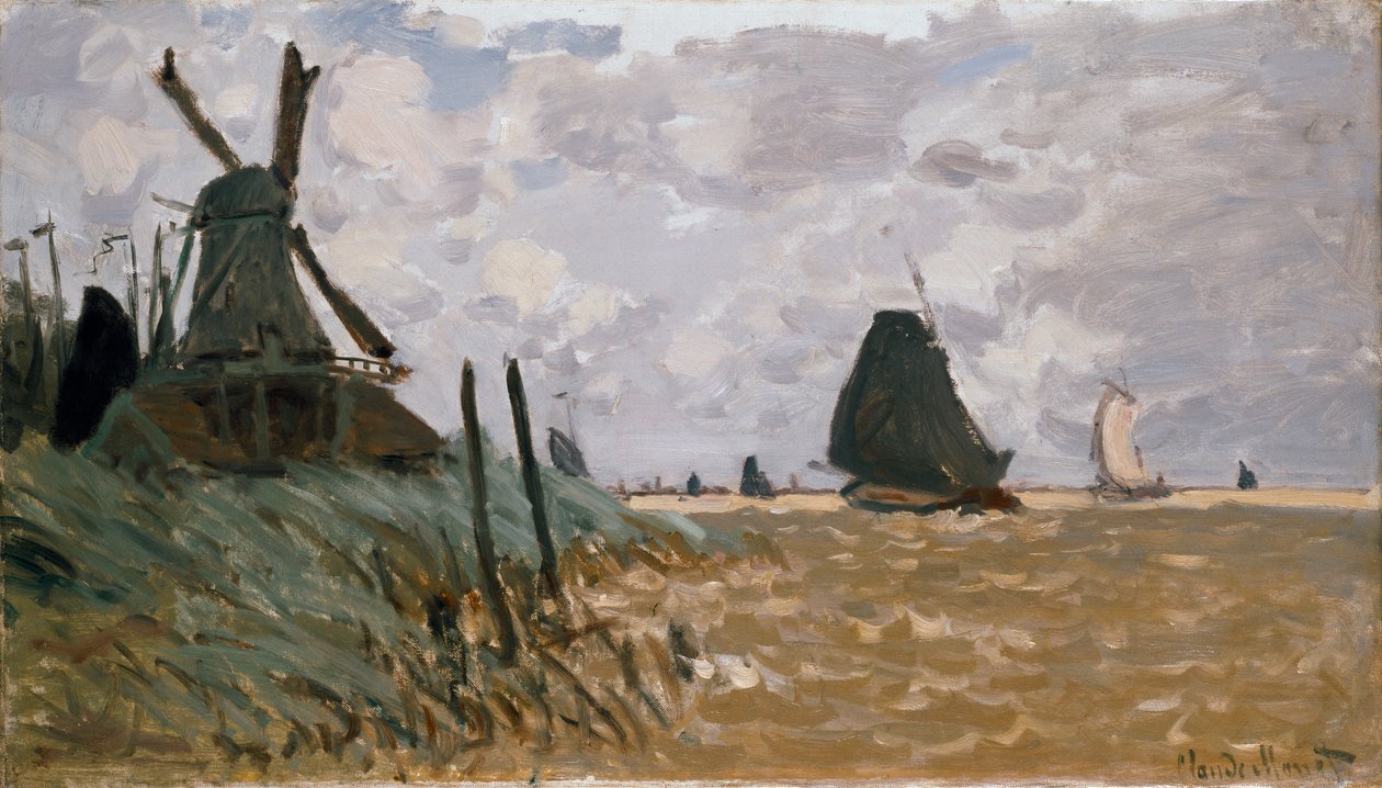 Zaandam yakınlarında bir değirmen, 1871 by Claude Monet
