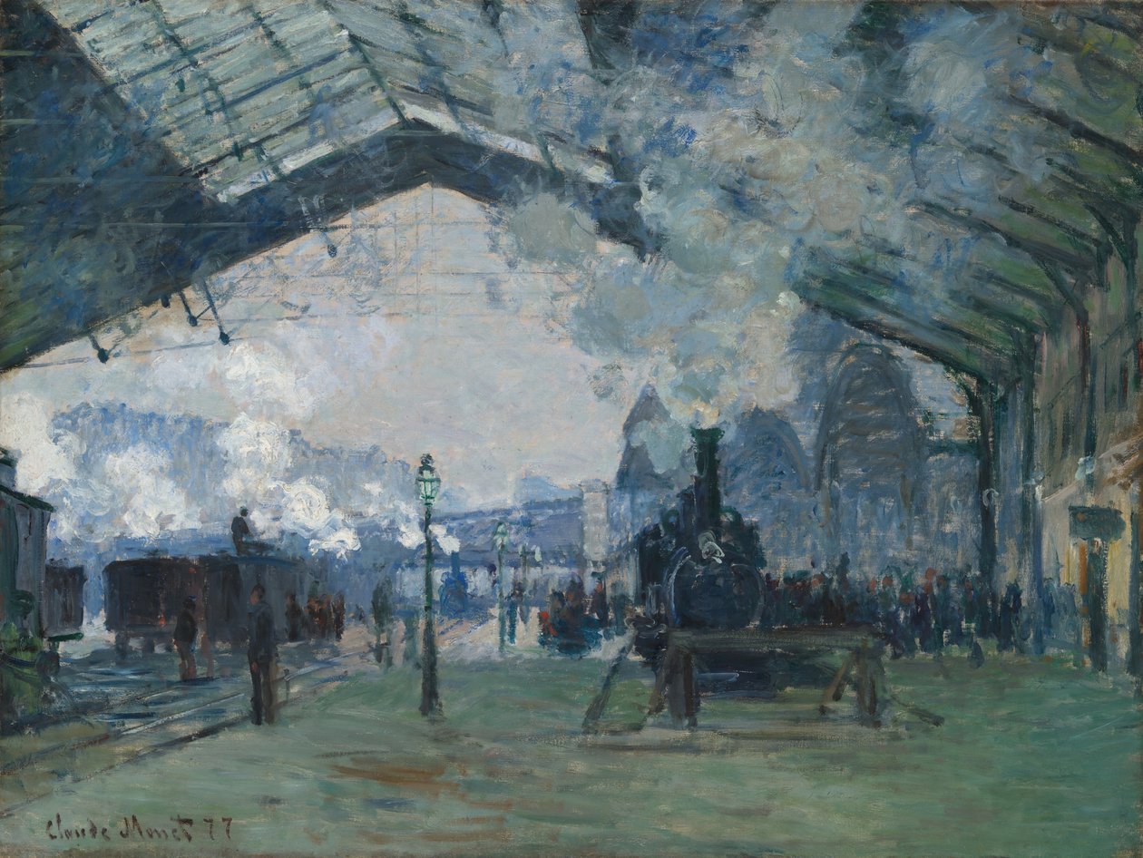 Normandiya Treninin Gelişi, Gare Saint-Lazare, 1877. by Claude Monet