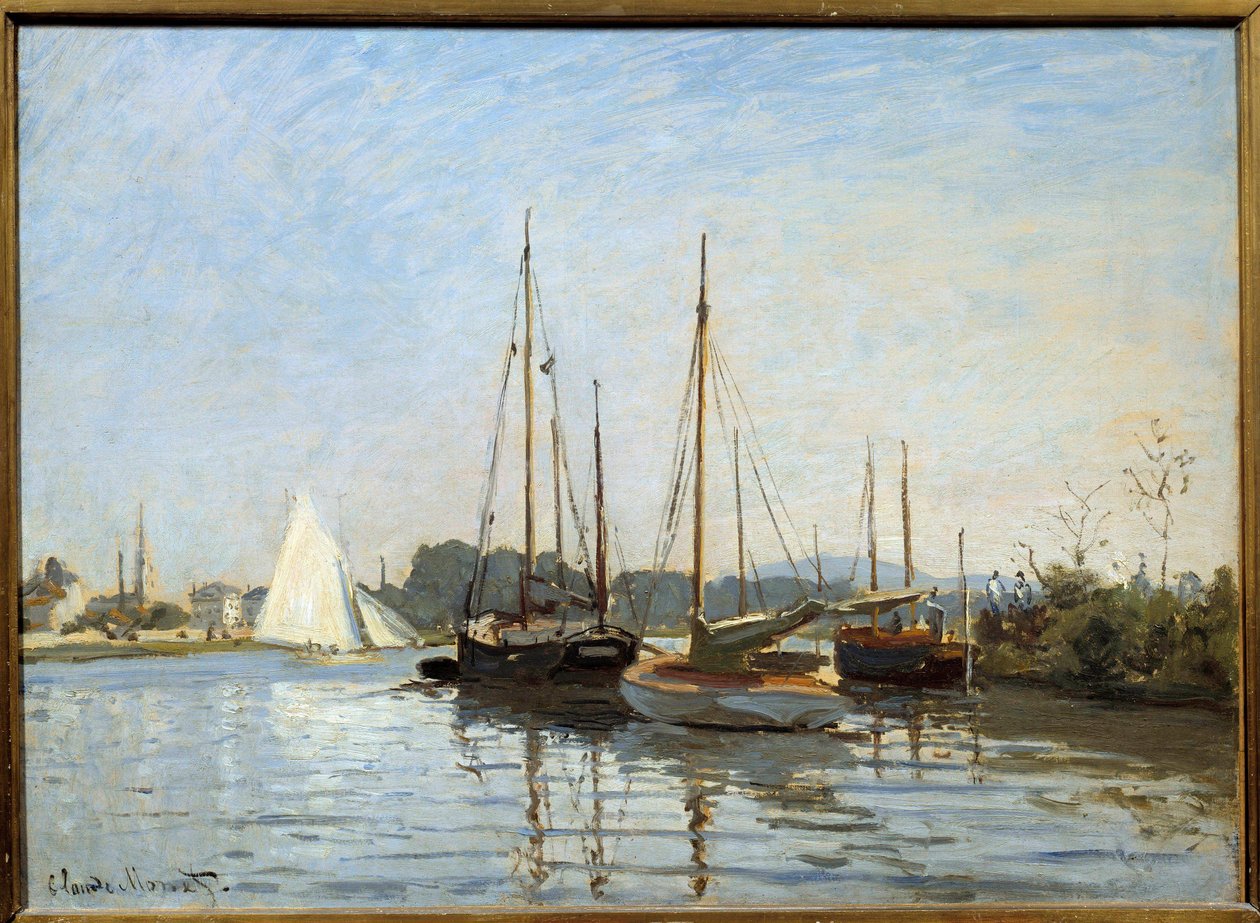 Argenteuil'de Zevk Kayıkları Tablosu, Claude Monet (1840-1926) 1873 Güneş. 0.49x0.65 m Paris, Musee d'Orsay - Argenteuil'de eğlence tekneleri. Claude Monet'in (1840-1926) tablosu by Claude Monet