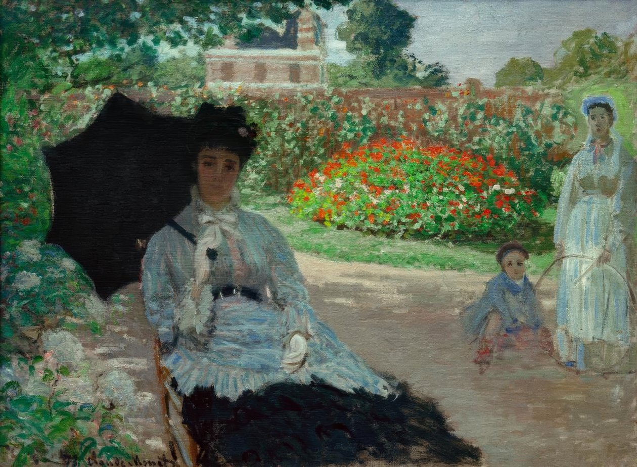 Jean ve hizmetçisi ile bahçede Camille by Claude Monet