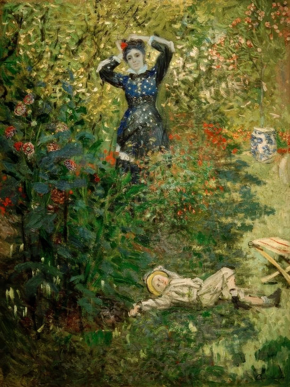 Argenteuil bahçesinde Camille ve Jean by Claude Monet