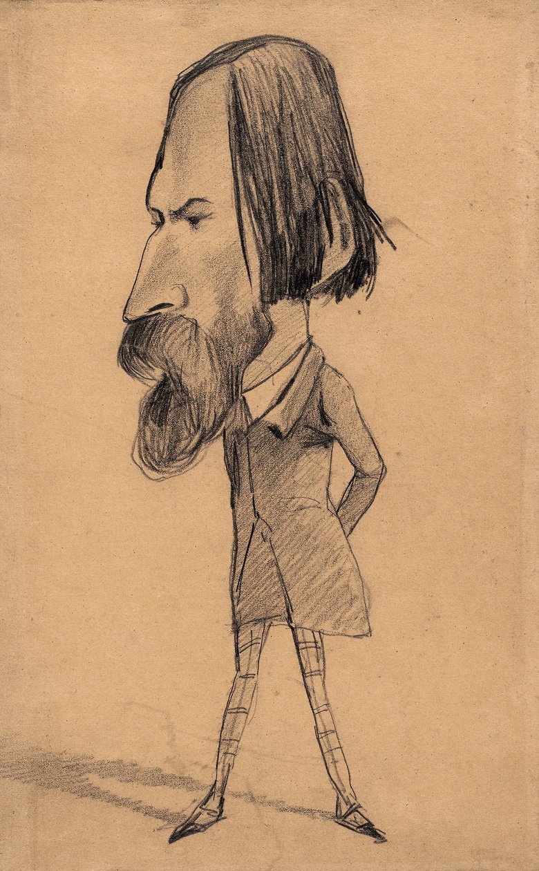 Auguste Vacquerie'nin karikatürü, c.1859 (ten rengi dokuma kağıt üzerinde silinmiş grafit) by Claude Monet