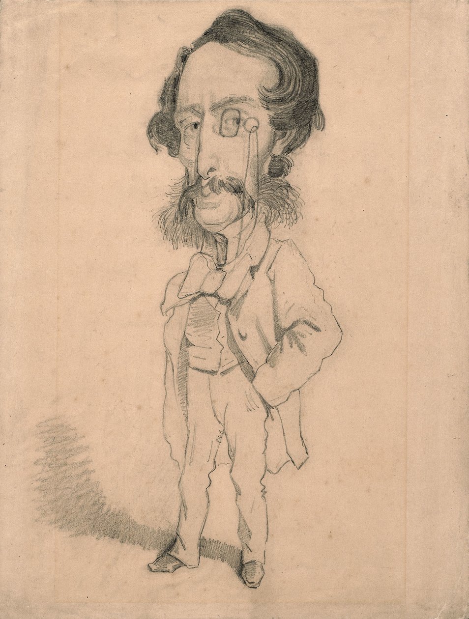 Mario Uchard'ın karikatürü, c.1858 (ten rengi dokuma kağıt üzerinde silme ve güdük dokunuşlu grafit) by Claude Monet
