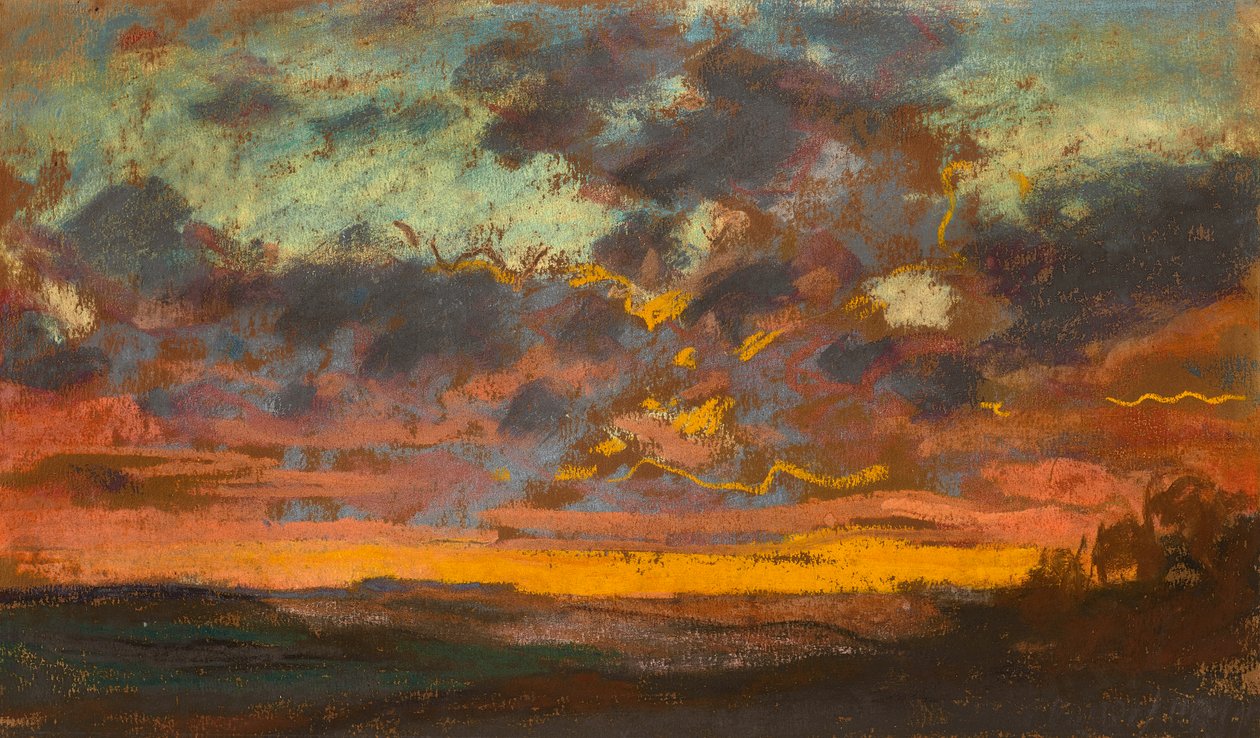 Gün batımı, yak. 1868 (kağıt üzerine pastel) by Claude Monet