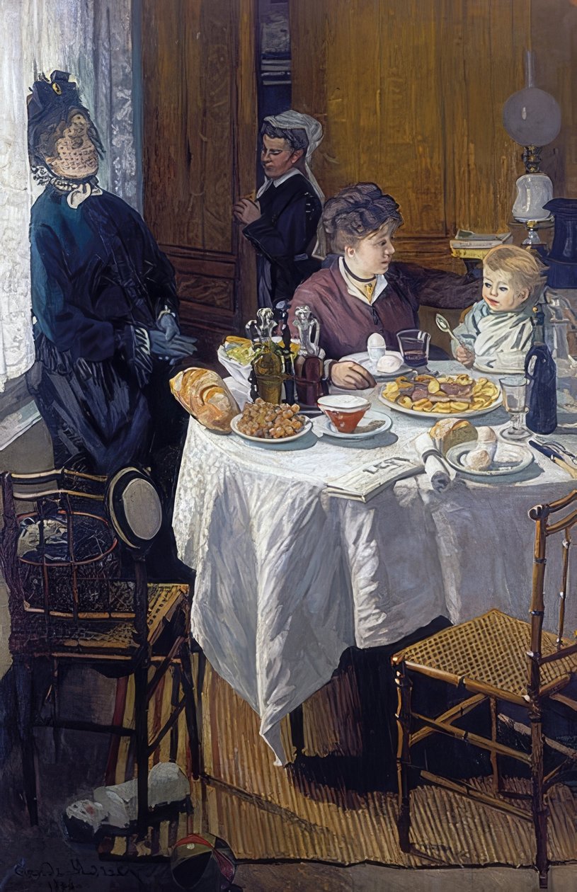 Öğle yemeği (Le Déjeuner). 1868. Restorasyondan sonraki durum by Claude Monet
