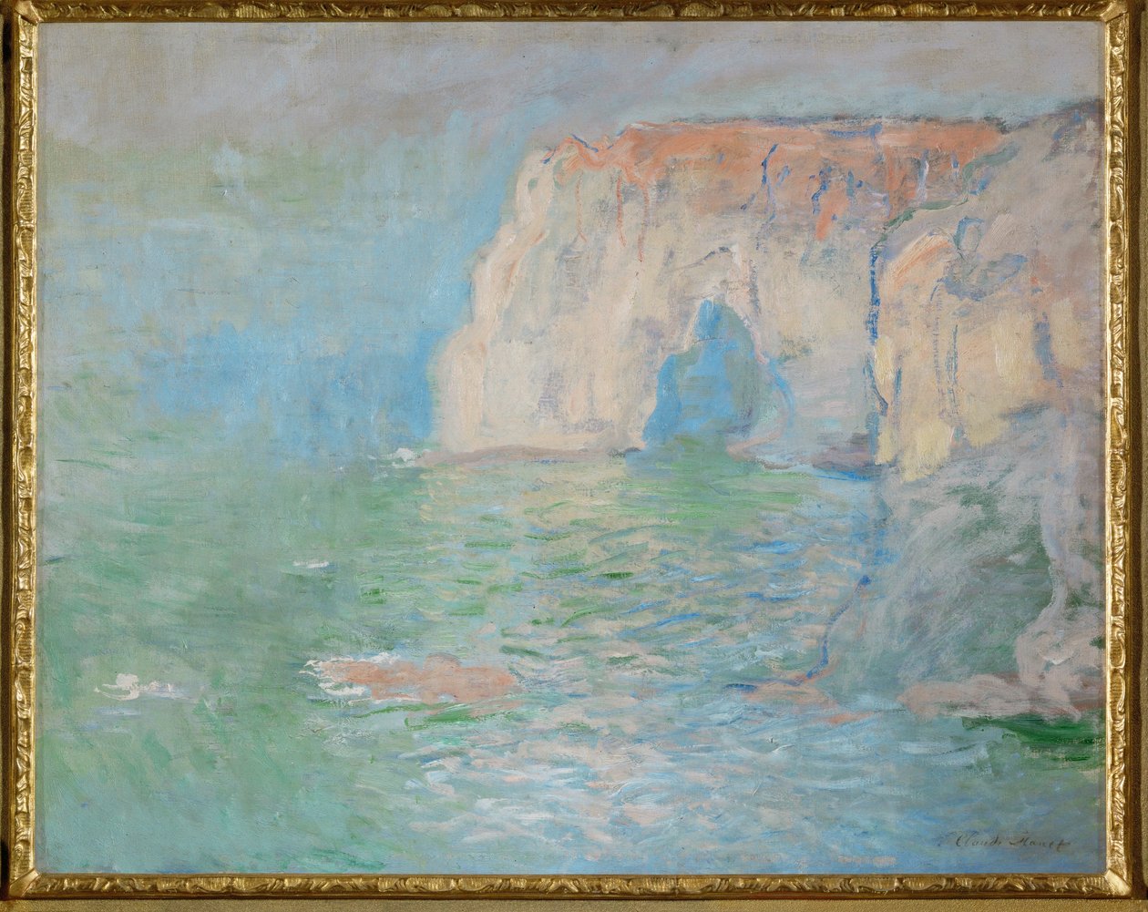 Etretat: Manneporte, su üzerindeki yansımalar (tuval üzerine yağlıboya) by Claude Monet