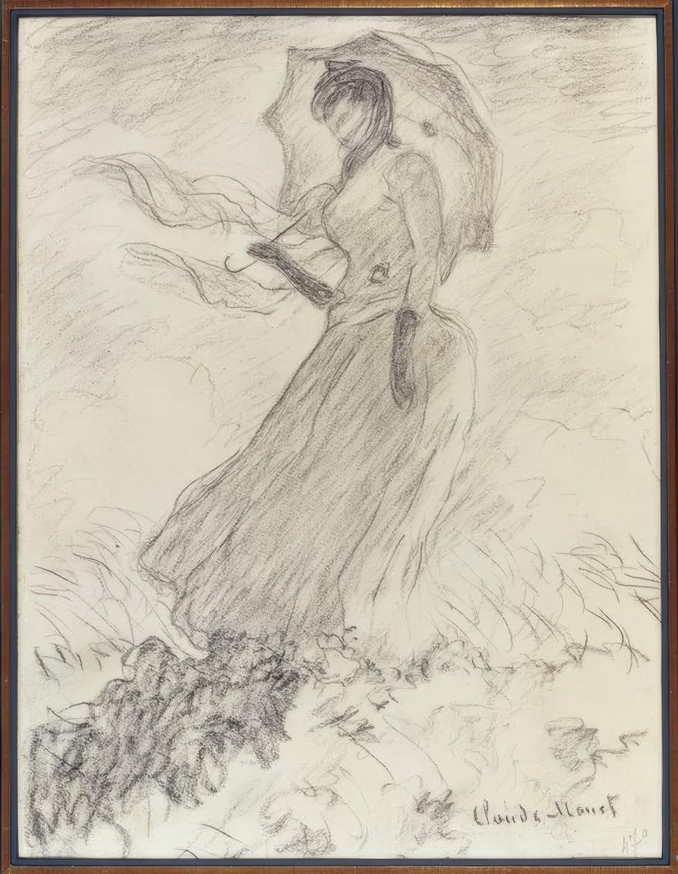 şemsiye ile kadın by Claude Monet