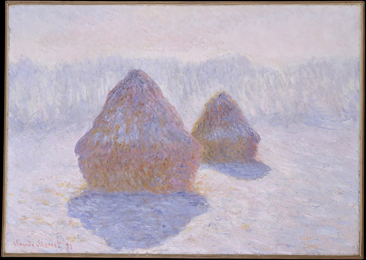 Saman Yığınları (Kar ve Güneşin Etkisi) by Claude Monet