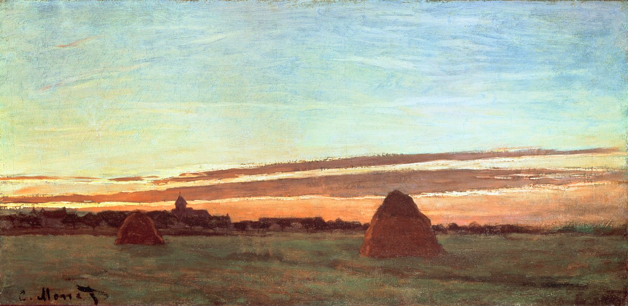 ಚೈಲಿಯಲ್ಲಿ ಹುಲ್ಲಿನ ಬಣವೆಗಳು, 1865 ಟರ್ಕ್ by Claude Monet