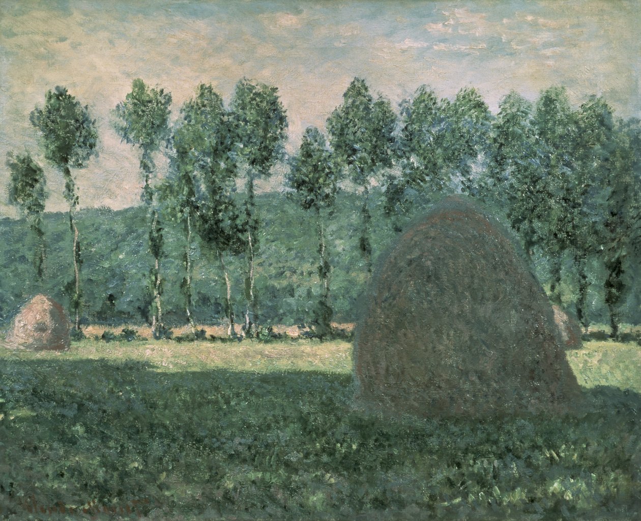 Giverny yakınlarındaki samanlıklar, c.1884-89 by Claude Monet