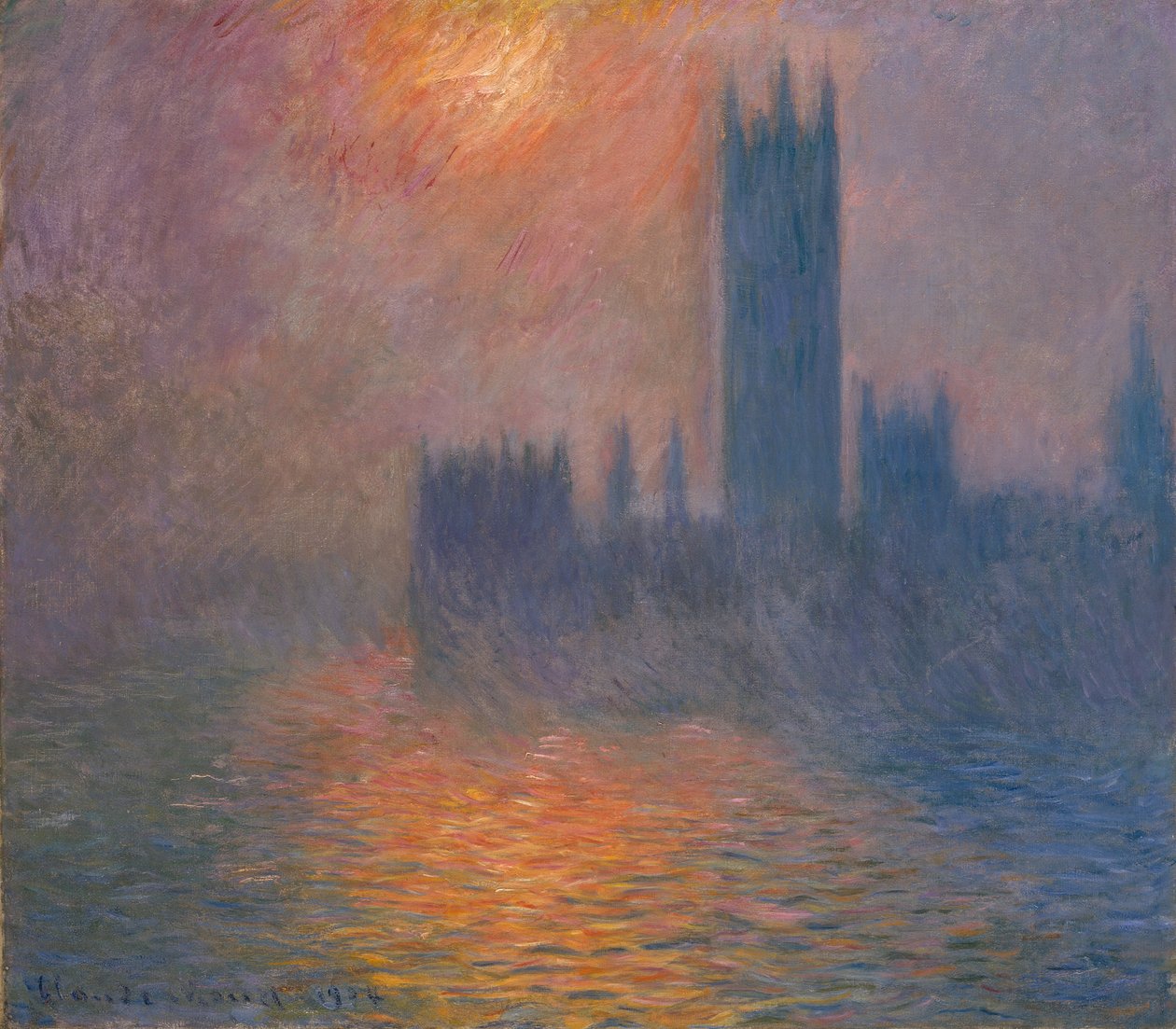 Parlemento evleri. Günbatımı, 1900-1901. by Claude Monet