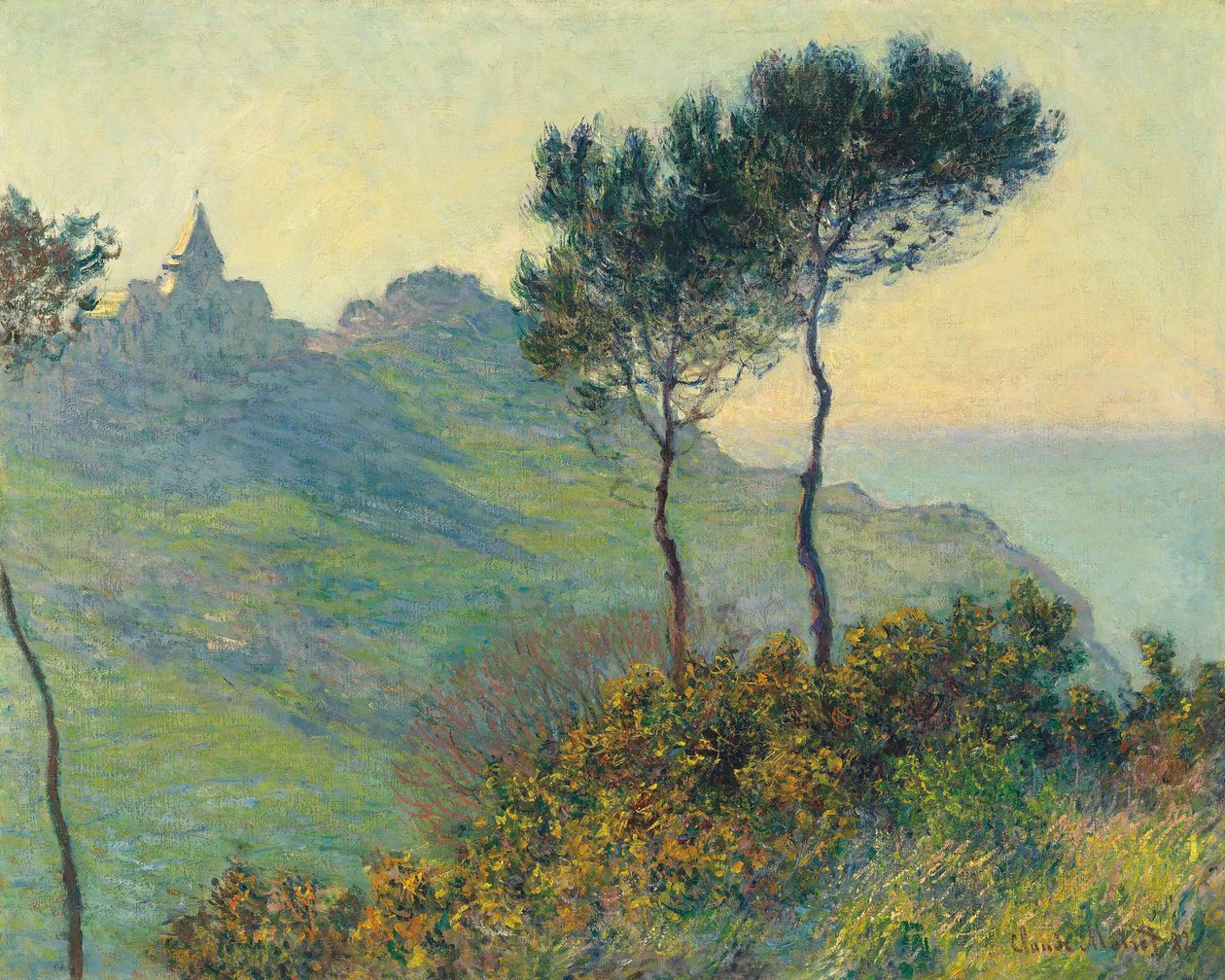 Varengeville Kilisesi, batan güneş by Claude Monet