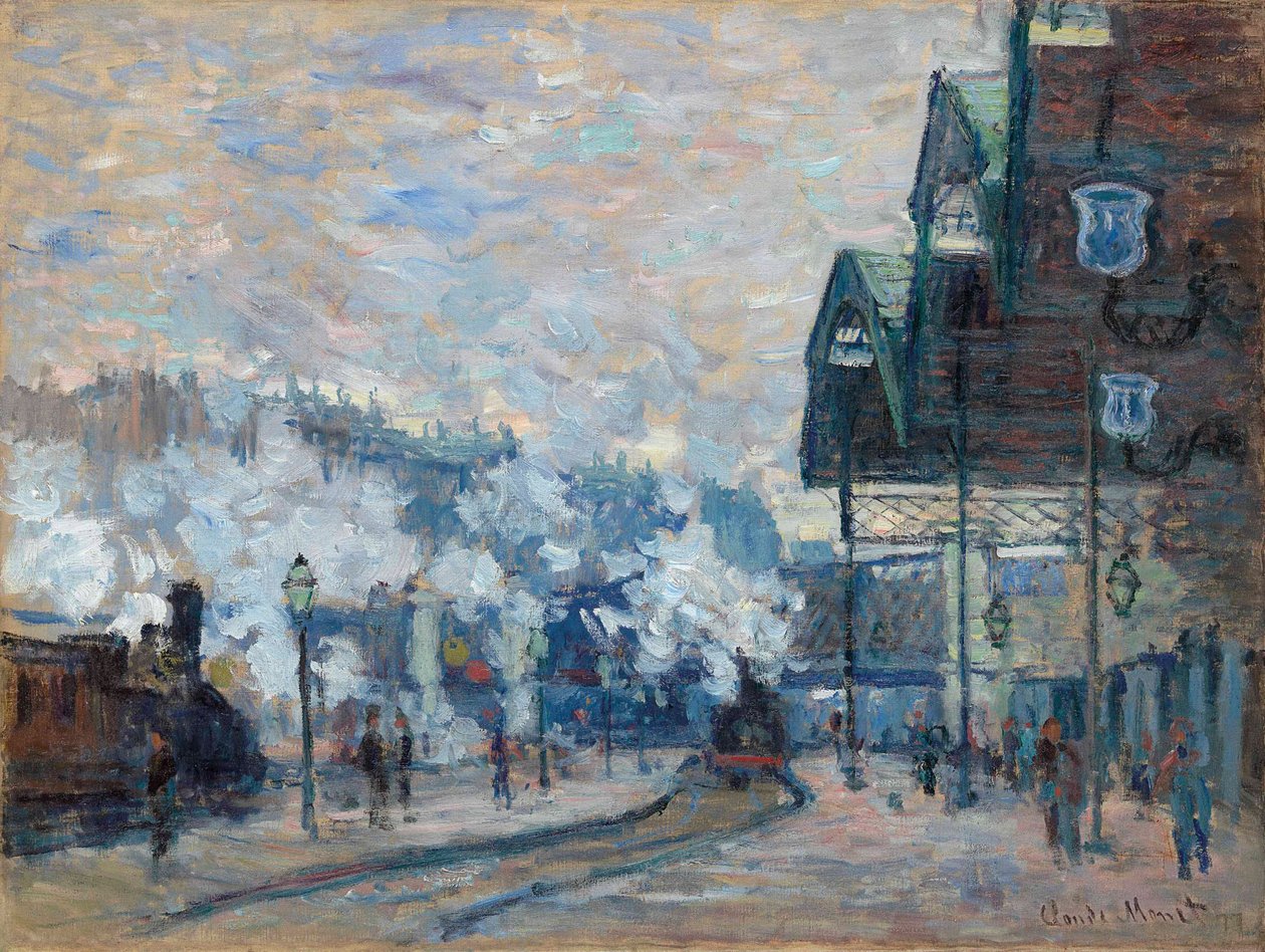 Gare Saint-Lazare, dış görünüm, 1877. by Claude Monet