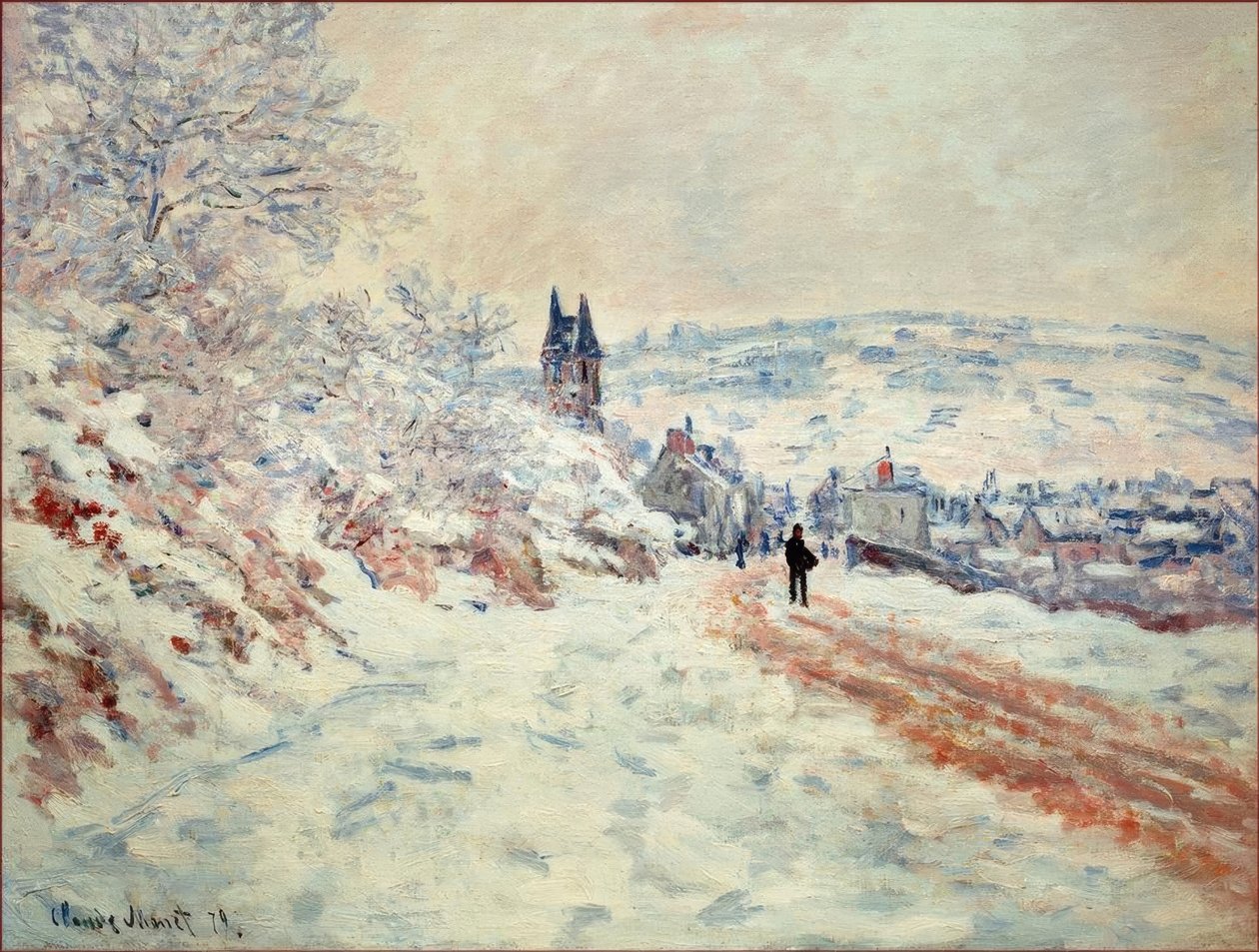 La Route de Vetheuil, Effet de Neige (Die Straße nach Vethe by Claude Monet