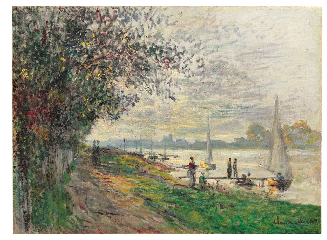 Petit-Gennevilliers bankası, batan güneş, 1875 by Claude Monet