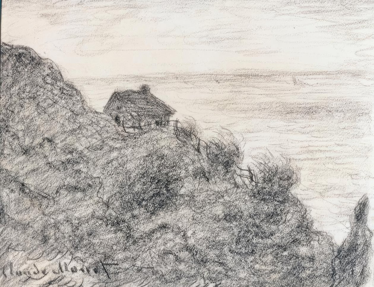 Pourville yakınlarındaki gümrük kulübesi by Claude Monet