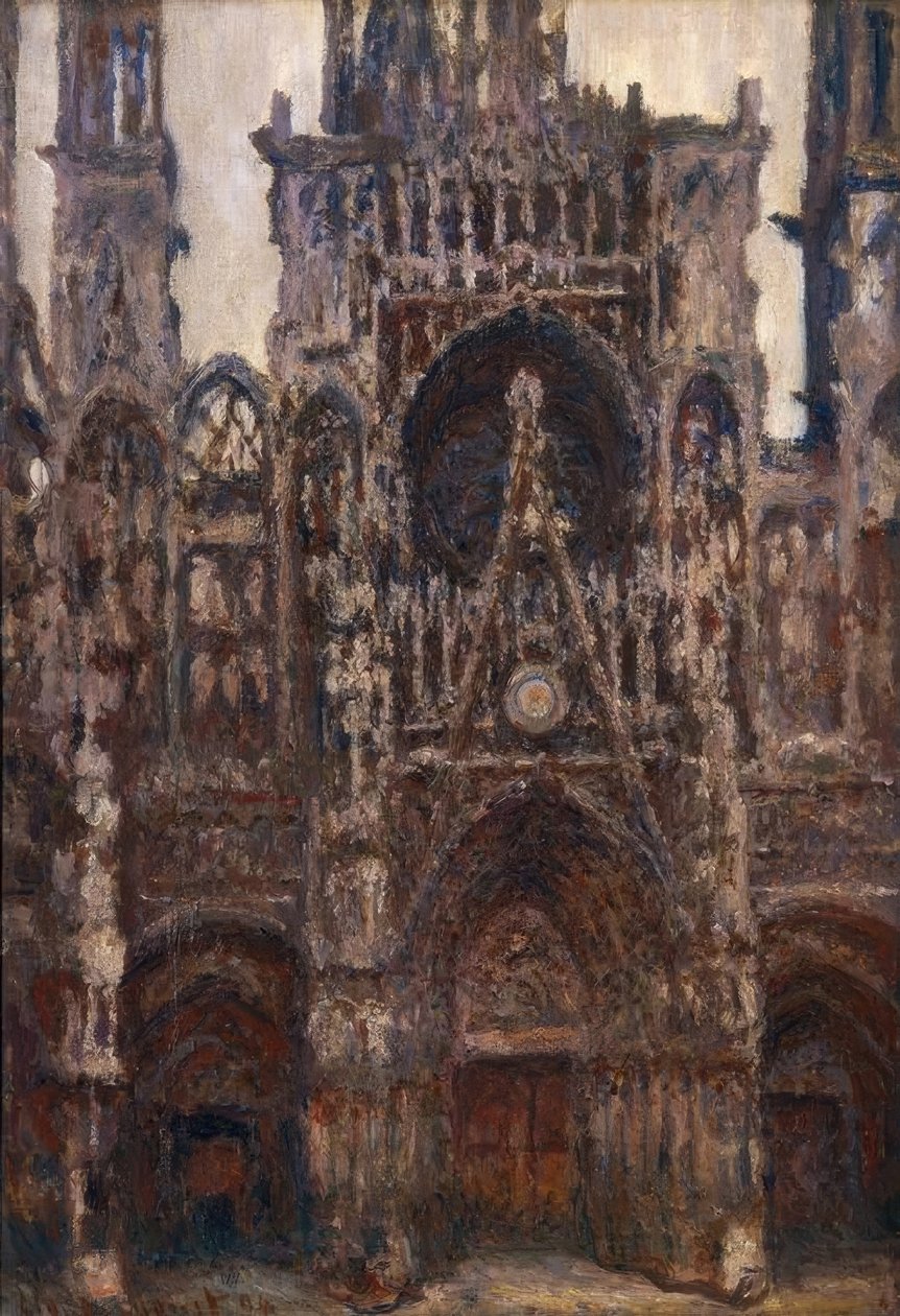 Rouen Katedrali, portal önden görünüm, kahverengi uyum by Claude Monet