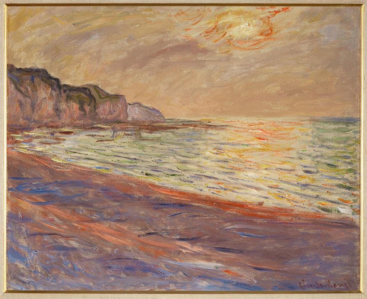 Pourville plajı, batan güneş by Claude Monet