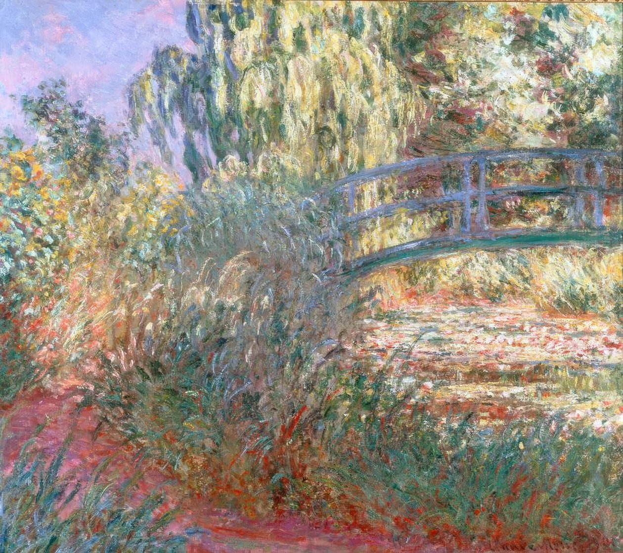 Nilüfer Göleti ve su boyunca uzanan yol by Claude Monet