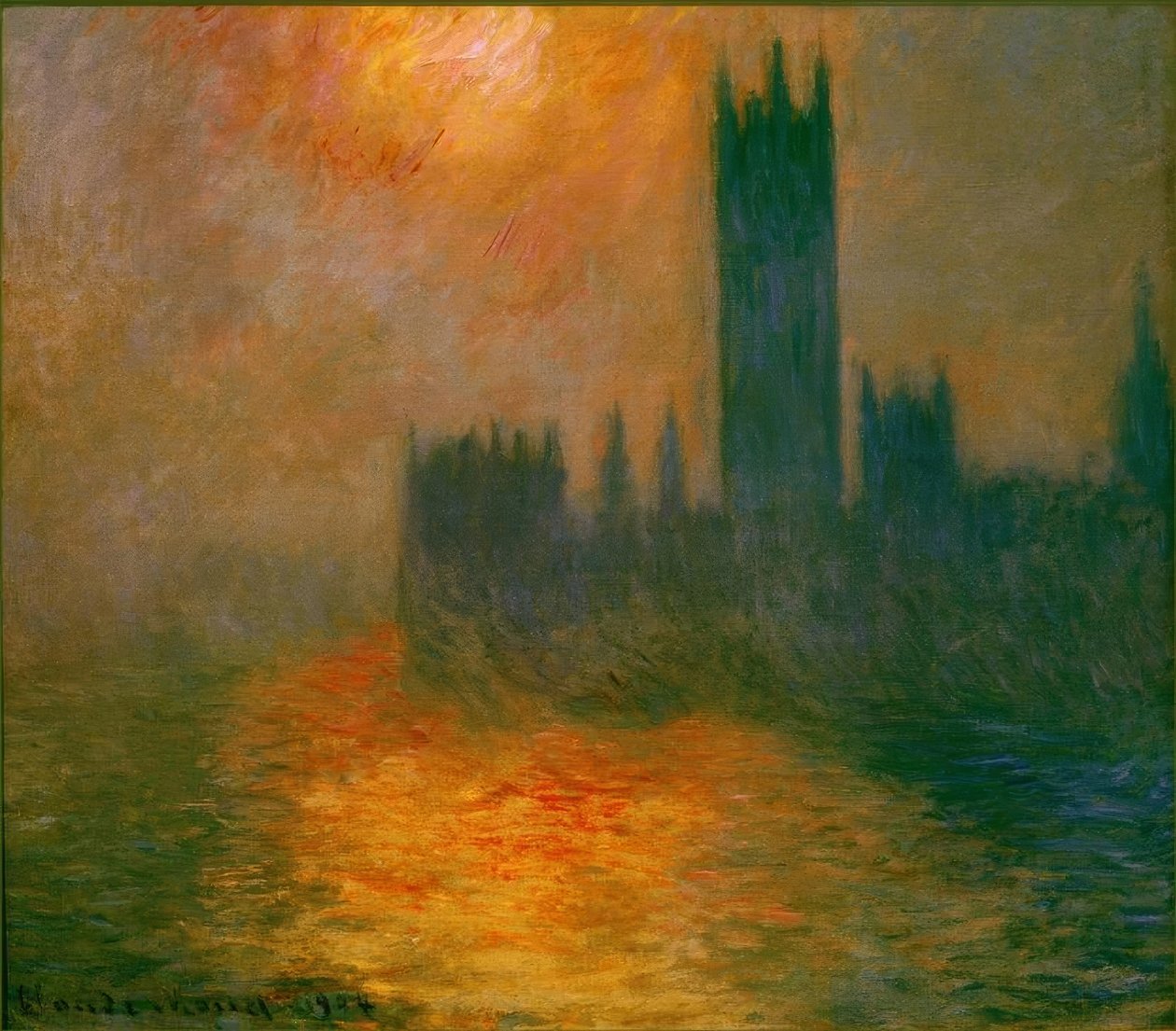 Parlamento, Gün Batımı (Das Parlament, Sonnenunter by Claude Monet