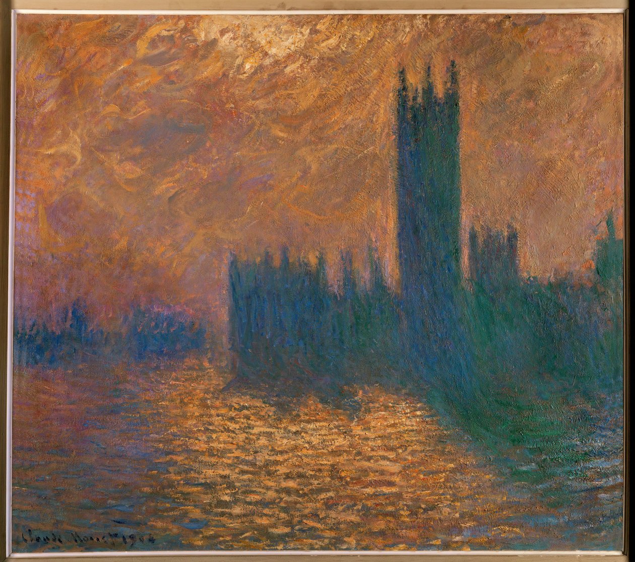 Londra Parlamentosu, fırtınalı gökyüzü (tuval üzerine yağlıboya) by Claude Monet
