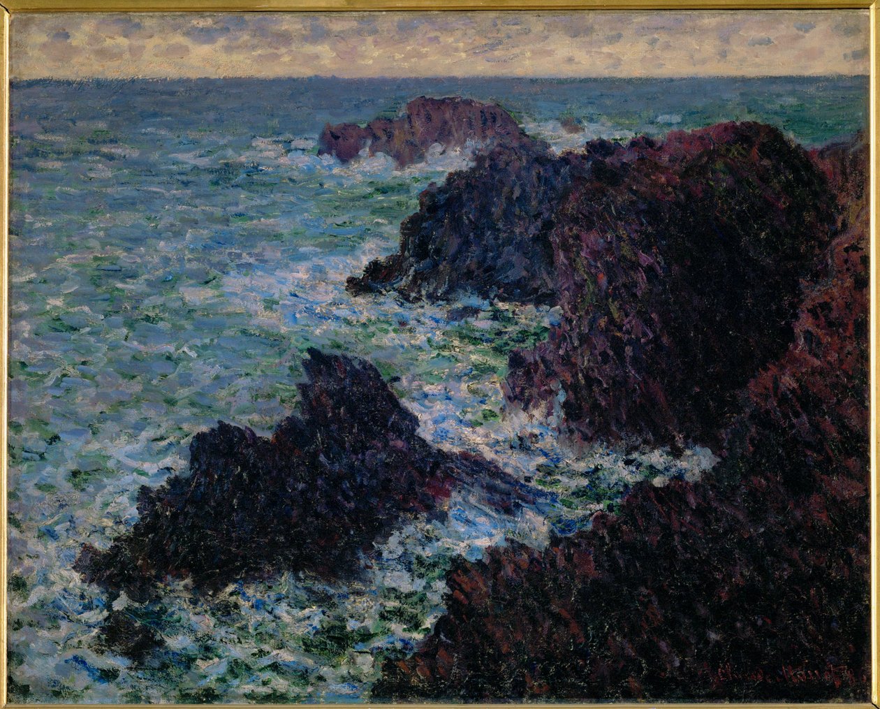Belle-Ile kayalıkları, vahşi sahil (tuval üzerine yağlıboya) by Claude Monet