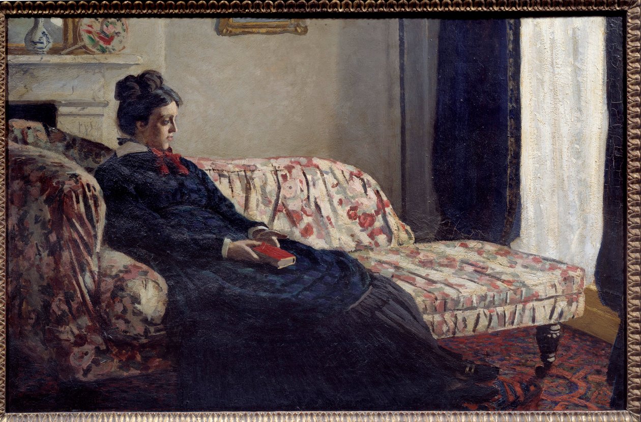 Meditasyon veya Madam Monet kanepede Tablo Claude Monet (1840-1926) 1871 Güneş. 0,48x0,75 m Paris, Orsay Müzesi by Claude Monet