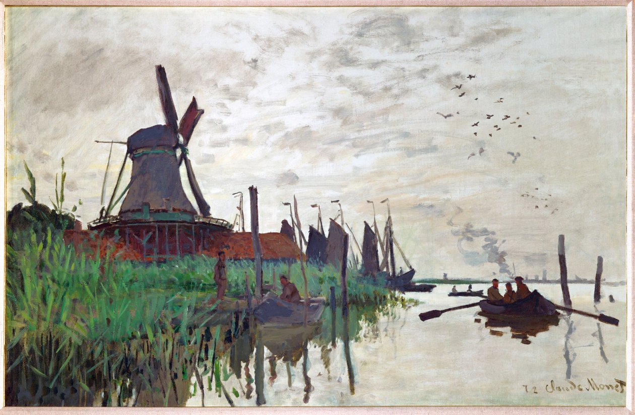 Moulin a Zaandam (tuval üzerine yağlıboya) by Claude Monet