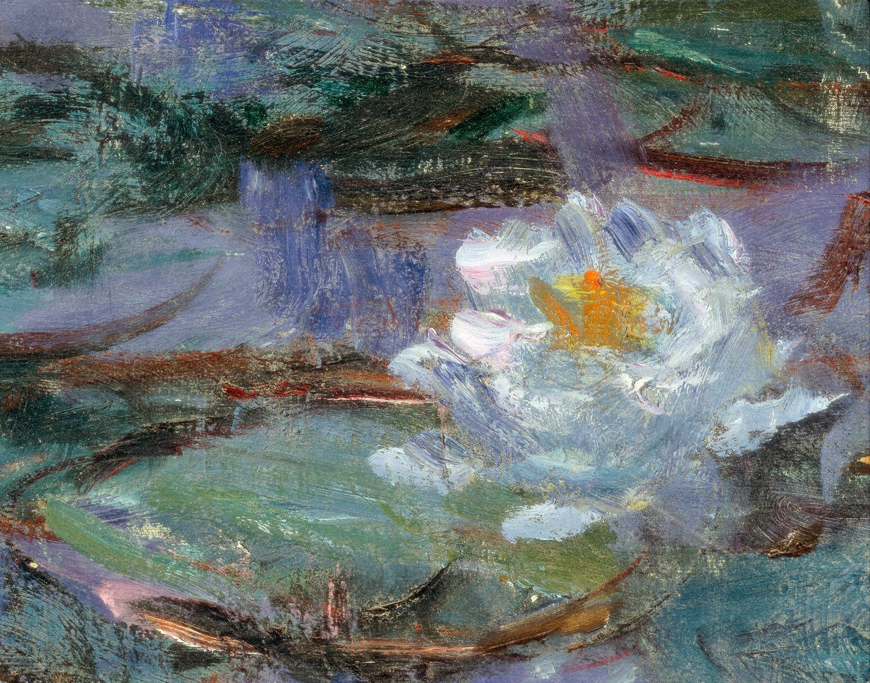 Mavi nilüferler. Bir nilüfer detayı. Claude Monet