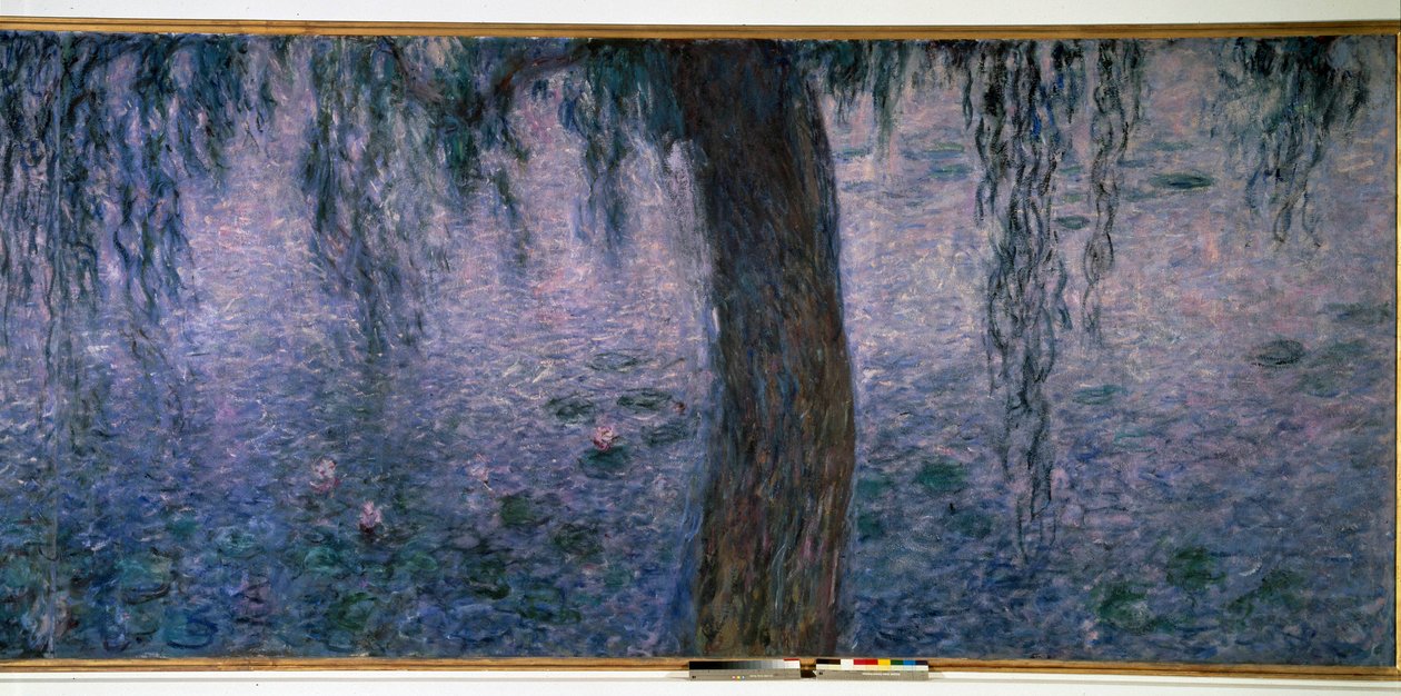 Nympheas, sağ kısımda Üç Parçalı söğütlerle aydınlık bir sabah. Claude Monet (1840-1926) 1914-1926 Dim. 2x4,25 m. Paris. Orangerie Müzesi by Claude Monet