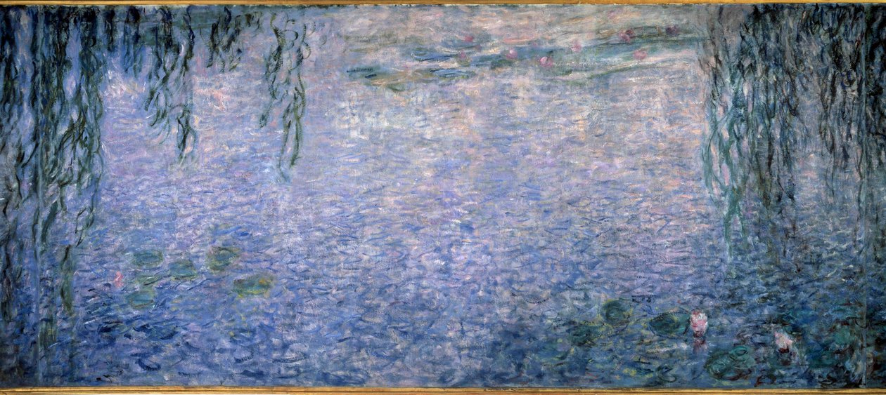 Nympheas, söğütler ile açık sabah Üç Parçalı Orta kısım. Claude Monet (1840-1926) 1914-1926 Dim. 2x4,25 m. Paris. Orangerie Müzesi by Claude Monet
