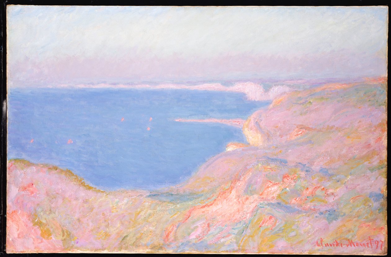 Dieppe yakınlarındaki Kayalıklarda, Gün Batımı, 1897 by Claude Monet